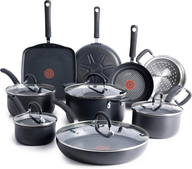 T-fal Ultimate Hard Anodized Nonstick Cookware Set 14 Piece, Oven Broiler Safe 400F